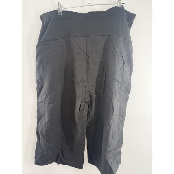 Womens Cotton Linen Blend Maternity Capris Pants, Lounge Pregnancy Cropped Pants - Picture 11 of 15